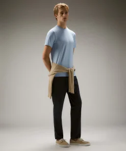 T-shirt in piquet stretch di cotone e seta