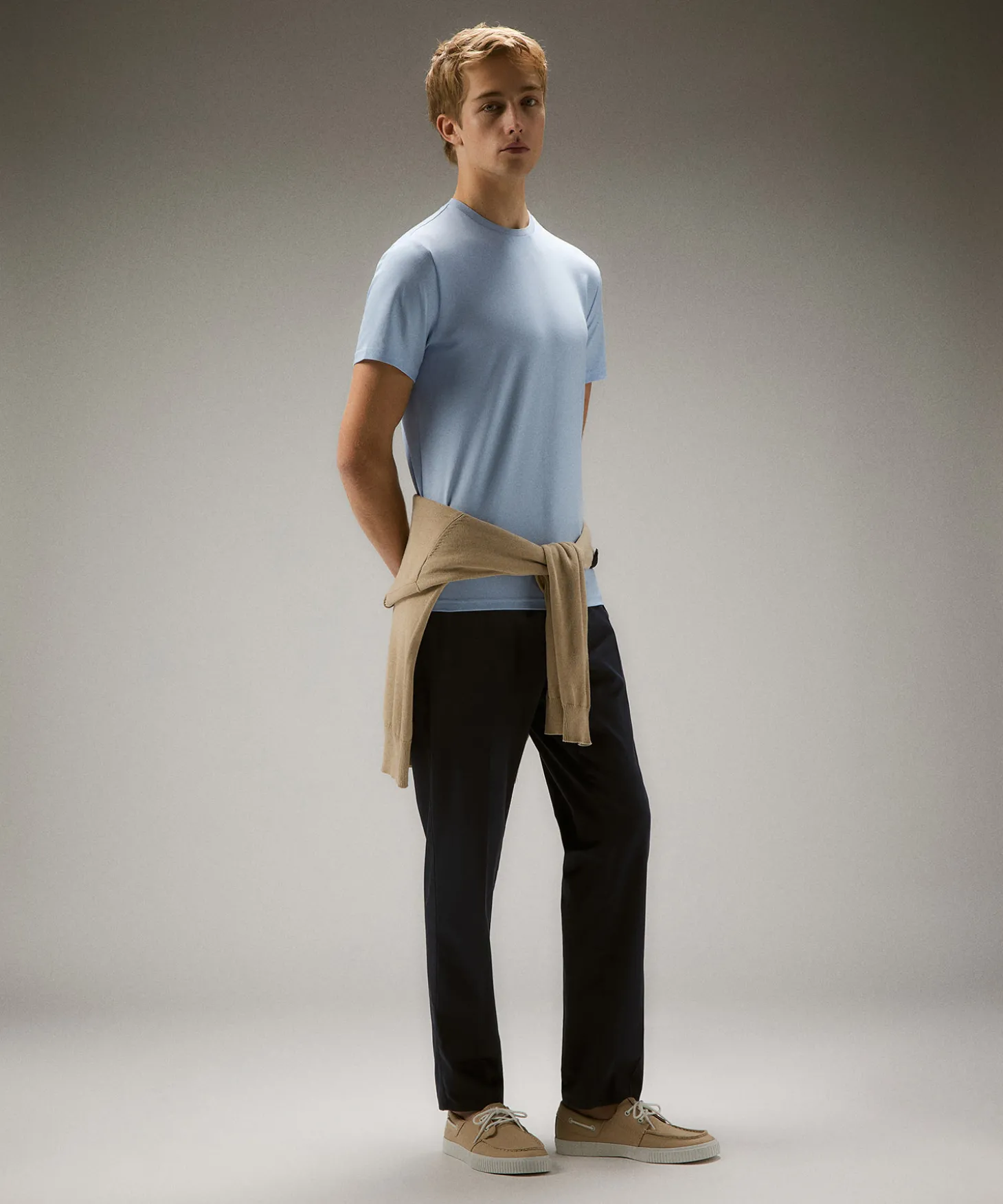 T-shirt in piquet stretch di cotone e seta