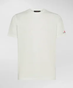 T-shirt in piquet stretch di cotone e seta