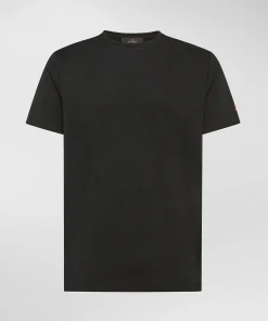 T-shirt in piquet stretch di cotone e seta