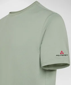 T-shirt in piquet stretch di cotone e seta