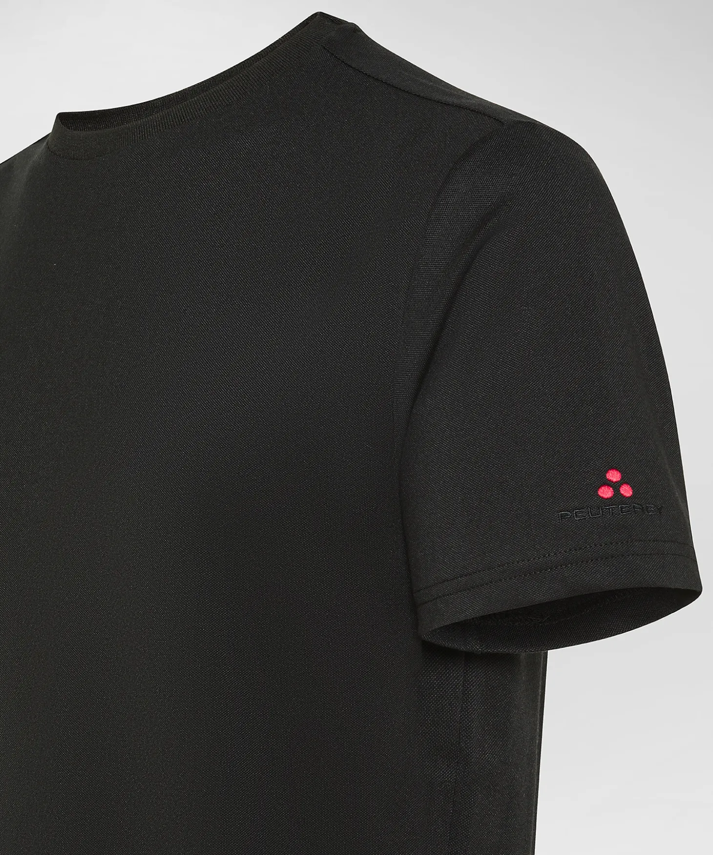 T-shirt in piquet stretch di cotone e seta