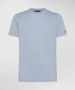 T-shirt in piquet stretch di cotone e seta