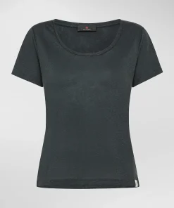 T-shirt scollo ampio lyocel e lino